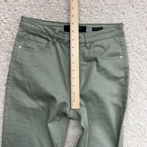 Risen Jeans Womens 28 Green Denim Mid Rise Straight Leg Raw Hem Normcore Basic - Picture 9 of 11